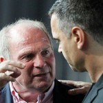 Uli Hoeness and Dirk Bauermann during better times - the two sides are still trying to negotiate the settlement after Bauermann's firing.